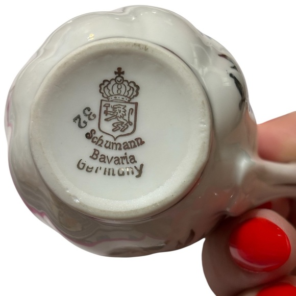 Bavaria Germany Porcelain Creamer Gray Rose Floral Vintage Mid Century White - Picture 2 of 6